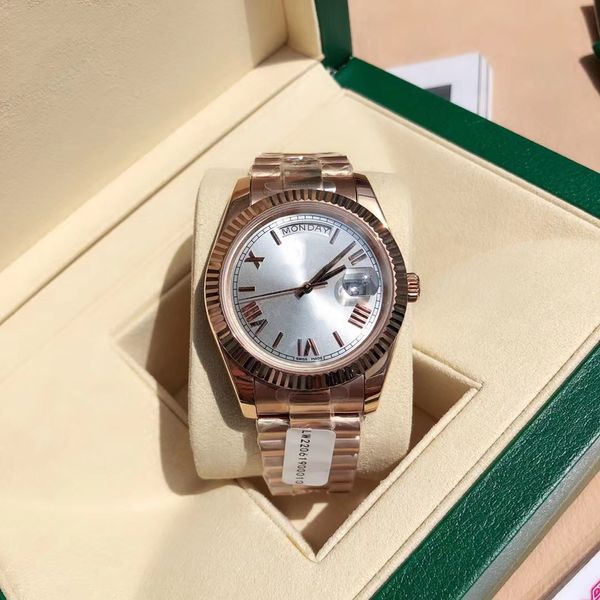 Con caja original Presidente de lujo Wirtwatches Reloj AAA para hombres Relojes Roma 41 mm Datejust Día-Fecha Automático Mecánico 2813 Movimiento Correa de acero inoxidable 904L