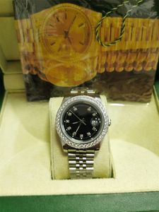 avec boîte d'origine montres de luxe 41mm hommes 18k argent cadran noir plus grand diamant automatique marque de mode montre-bracelet pour hommes 2024