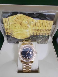 Con caja original Relojes de lujo 41 mm para hombre 18k oro rosa esfera negra Diamante más grande Marca de moda automática Reloj para hombre Reloj de pulsera 2024