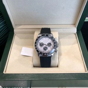 Met originele doos Men's Automatische horloge 40 mm rubber grijze riem roestvrijstalen kast drie ogen saffier waterdichte horloges luxusuhr montre de luxe