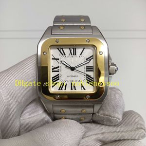 2 stijl echte foto automatisch herenhorloge heren Romeinse wijzerplaat 18k geel goud tweekleurige stalen armband mechanische sport herenhorloges horloges