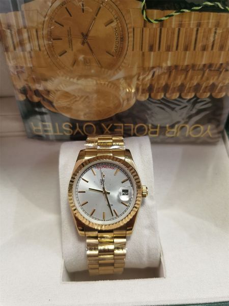 con papel de caja original, vea una nueva versión de 18k Gold Diamond Bisel 41 mm Dial Automatic Fashion Men's Watch Wallwatch 2813202200