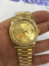 Relojes de moda de lujo de alta calidad de oro amarillo de 18 k con esfera de diamante bisel 18038 reloj automático para hombre reloj de pulsera caja original