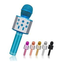 Avec emballage WS-858 Microphones de haut-parleur sans fil Portable Karaoke HIFI Joueur Bluetooth pour XS 6S 7 iPad iPhone Samsung Tablets PC PK Q7 Q9