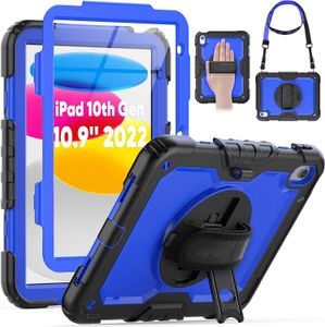 Avec protecteur d'écran PET hybride antichoc robuste résistant aux chocs armure en silicone support de poignée étuis bandoulière pour iPad Mini 5 6 10e 10.9 Pro 11 Air 4 10.5 10.2