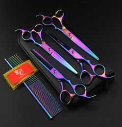 Avec la poésie de l'emballage de vente au détail Kerry 70 pouces 6cr 62HRC Coiffure Cutthinning Kit Rainbow Hair Cissers Set Comb9025556