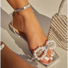 avec des sandales nouvelles talons de perle de perles de perle de perle élégante pour femmes chaussures de fêtard plus taille 42 Sandalias Mujer 920 983
