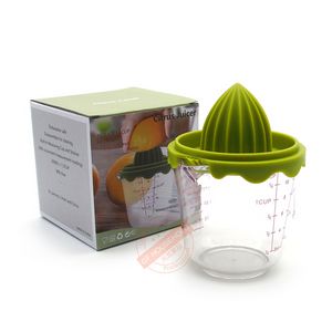 Exprimidor de frutas de plástico Manual con escala, máquina exprimidora de naranjas, exprimidor de cítricos portátil, suplemento para bebés