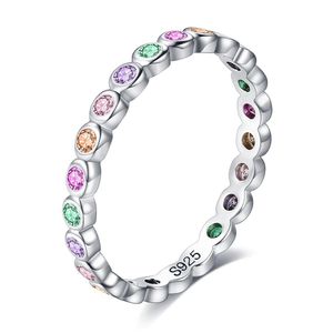 Met zijstenen 100% 925 Sterling Sier Ring Women Simple S925 gegraveerde regenboogkleur kubieke zirkonia ringen persoonlijkheid sieraden drop d dhynp