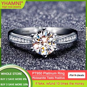 Met Zijstenen 100% Echte Ring Originele PT950 Platina Ringen voor Vrouwen Top D Kleur VVS1 Diamond Engagement Wedding Band R017 230701