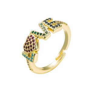 Avec des pierres latérales, bague plaquée or 18 carats, bagues en forme d'oeil d'amour pour femmes, livraison directe Otf6N