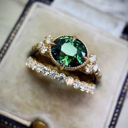 Avec pierres latérales Bague multi-or 18 carats pour femme Naturel 2 diamants avec bijoux Anillos De Bizuteria Mujer Gemstone Rings Box 230707