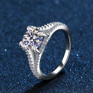 Met Zijstenen 2.0 Moissanite Verlovingsringen Halo Diamond Wedding Band Ronde Briljante Diamanten Ring Voor Vrouwen Belofte Geschenk Inclusief Doos YQ231209