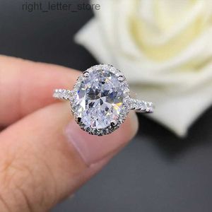 Met zijstenen 2 Moissanite ringen Ovaal geslepen diamanten verlovingsring Sterling zilveren trouwringringen Bruidssieraden inclusief doos YQ231209