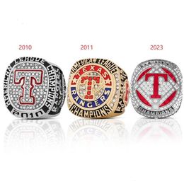 Met zijstenen 2010 2011 2023 Baseball Rangers Seager Team Champions Championship Ring Houten Display Box Souvenir Mannen Fan Gift Drop Dhbxh