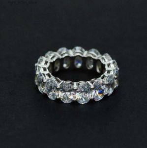 Met Zijstenen 2021 Eternity Ovaal Geslepen Moissanite Diamanten Ring Echt 925 Sterling Zilver Verlovingsring Trouwringen Voor Vrouwen Sieraden YQ231209