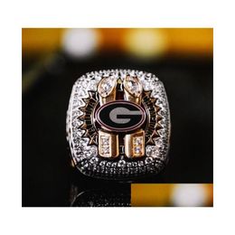 Met zijstenen 2022 2023 Geor Bldogs National Team Champions Championship Ring met houten displaydoos Souvenir Ncaa Mannen Fan Gift Wh Dhcql