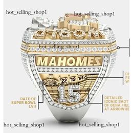 avec pierres latérales 2022 2023 KC Super Bowl Team Champions Bague de championnat avec boîte d'affichage en bois Souvenir Hommes Fan Cadeau Drop Shipping 159