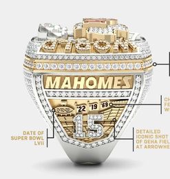 Met Zijstenen 2022 2023 KC Super Bowl Team Champions Championship Ring Met Houten Display box Souvenir Mannen Fan gift Drop Shipping