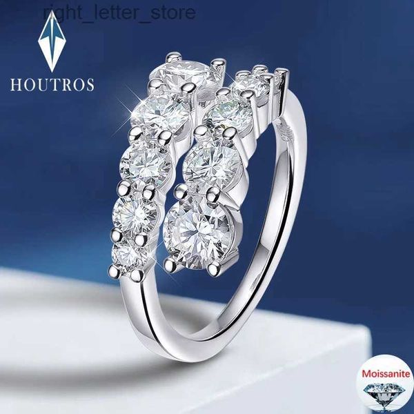 Met zijstenen 3,26 ct alle Moissanite ringen 10 stenen sprankelende diamanten verlovingstrouwring voor vrouwen 925 sterling zilveren fijne sieraden GRA YQ231209