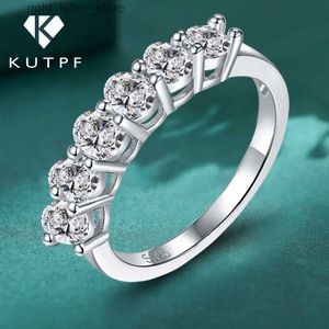 Met zijstenen 3CT Moissanite verlovingsringen S925 sterling zilver 6-steen ovale diamant Eternity Row trouwring voor vrouwen origineel YQ231209