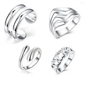 Avec pierres latérales 4 pièce/ensemble breloque de mode plaqué argent bague ensemble pour femmes Vintage Boho Knuckle fête anneaux bijoux cadeau de mariage fille