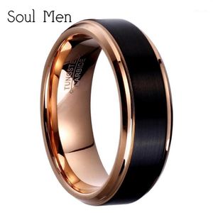 Met zijstenen 8 mm 6 mm 4 mm zwart rosé goud heren wolfraamcarbide trouwring voor jongen en meisje vriendschapsring Russische W2435