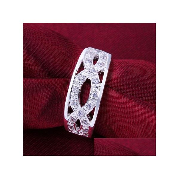 Con piedras laterales 925 Sier Ring 8 palabras con incrustaciones de piedra Gssr614 Venta directa de fábrica Marca Moda Sterling Finger Drop Delivery Jewelry Dh8Kh