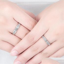 Met zijstenen 925 Sterling Sier nieuwe vrouw sieraden retro eenvoudige kristal zirkon paar ring verstelbare maat druppel levering 2022 dhfki