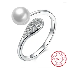 Avec des pierres latérales 925 Ring Sterling Silver Darling Designer Open Love Love Pearl Adjustable Band Bands For Women Fine Jewelry