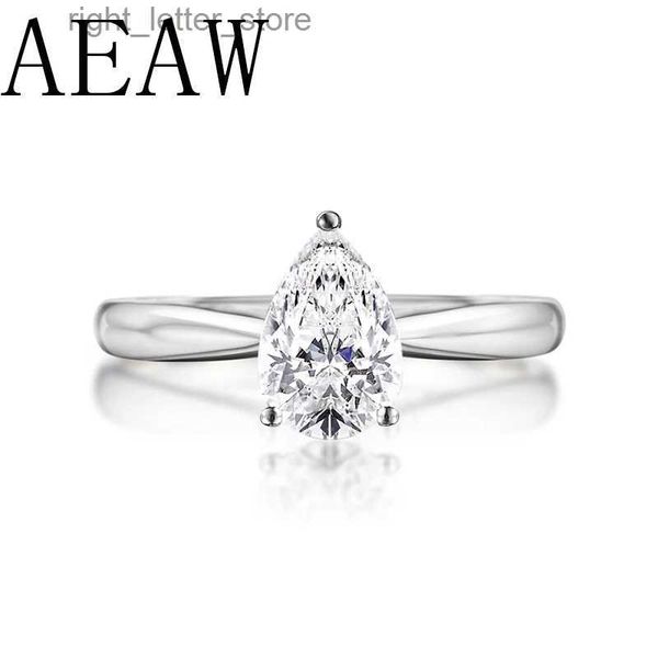 Con piedras laterales AEAW 0.5ct Corte de pera Forever Brilliant Moissanite Anillo de compromiso 925 Astilla Anillo nupcial de boda de Moissanite único para mujeres YQ231209