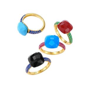 Con Piedras Laterales ALLNOEL 925 Anillos de Plata Esterlina Dedo Para Mujeres Estilo Dulce Colorido Cristal Rojo Azul Onyx Regalo de Compromiso Joyería Fina 230710