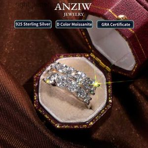 Met zijstenen Anziw 3,26 cttw Moissanite trouwringen vrouw sprankelende diamanten band 10 stenen verlovingsring 925 zilveren sieraden GRA-certificaat YQ231209