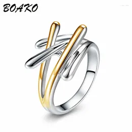 Avec pierres latérales BOAKO bague de mariage classique or argent couleur croix mode bijoux pour femmes conception Unique Bagues Pour Femme