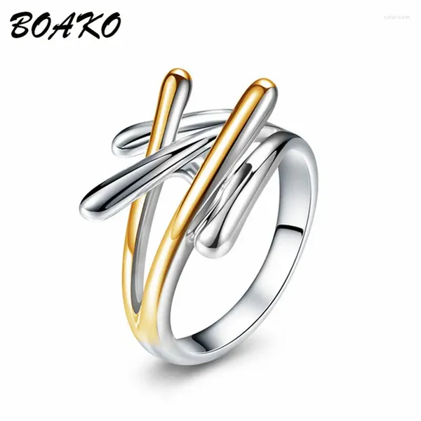 Avec pierres latérales BOAKO bague de mariage classique or argent couleur croix mode bijoux pour femmes conception Unique Bagues Pour Femme