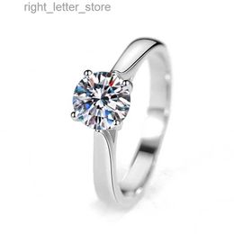 Avec pierres latérales BOEYCJR 925 argent 4 griffes 1ct/2ct D couleur Moissanite VVS bague de fiançailles en diamant de mariage pour les femmes YQ231209