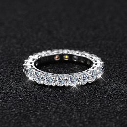 Met Kant Stenen COSYA 2.2 Ct Volledige Rij Ringen Voor Vrouwen 925 Sterling Zilver D Wit Goud Diamanten Ringen bruiloft Fijne Sieraden 230701