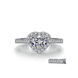 Met zijstenen Crystal Heart Wedding Rings For Women Adies verloving sieraden feest geschenken accessoires mode sier ring drop delive dhrid
