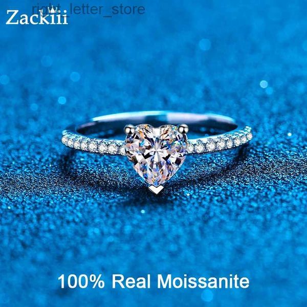 Avec pierres latérales personnalisé 1CT coeur Moissanite bague de fiançailles en argent sterling rhodié coeur diamant bague éternité alliance pour les femmes YQ231209