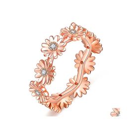 Met zijstenen Daisy bloemen Ringen voor vrouwen Sweet Girls Exquise Email Sunflower Open Ring Trend Sieraden Bruiloft Drop levering DHHO6