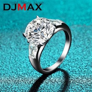 DJMAX Witgoud Vergulde 5ct Moissanite Diamanten Ring voor Dames Klassieke Vierklauw S925 Zilveren Ring Dubbele Halo Trouwring YQ231209
