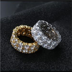 Met Side Stones Luxe Designer Heren Ringen Hip Hop Sieraden Iced Out Diamond Ring Wedding Engagement Gold Sier Finger Char