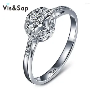 Avec pierres latérales Eleple étoiles élégantes anneaux pour femmes bague de fiançailles de mariage bijoux en zircone cubique accessoires de couleur or blanc VSR071
