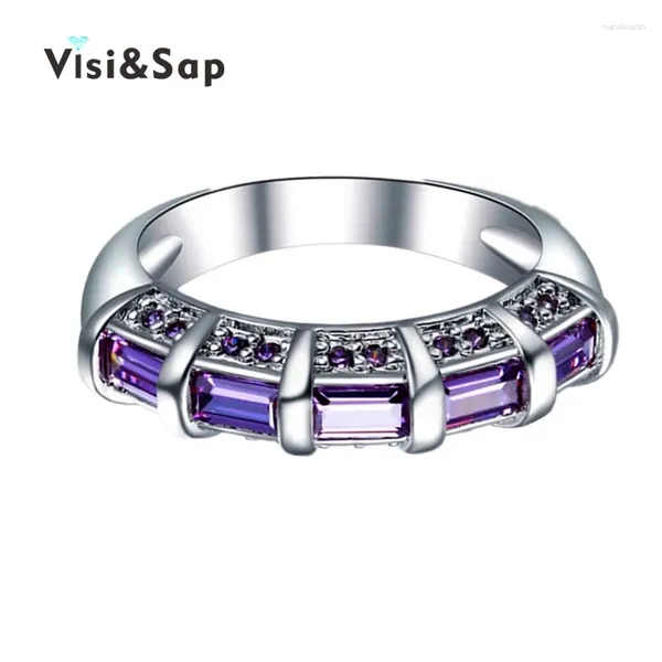 Avec pierres latérales Eleple violet pierre bague de mariage anneaux pour femmes hommes Bijoux de fiançailles Dropshipper Bijoux de mode couleur or blanc