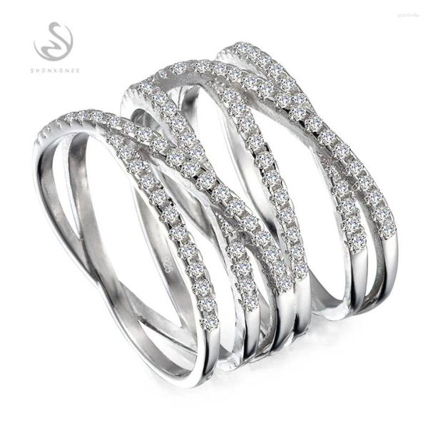 Con piedras laterales Eulonvan Fashion Charm Wedding 925 anillos de joyería de plata esterlina para hombres y mujeres 2024 White Cubic Zirconia S-3787 Tamaño 6