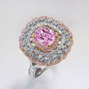 Bague avec pierres latérales pour femme, nouvelle collection européenne et américaine, tempérament de dîner, diamant rose élégant, à la mode