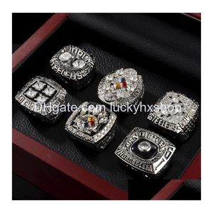 Met Side Stones Fanscollection 1974 1975 1978 1979 2005 2008 Steeler S Wolrd Champions Team Championship Ring Sport Souvenir Fan Prom Dhhn6