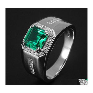 Met zijstenen Mode luxe smaragdgroene sieraden verwijst naar groene spinelringen Platinum vergulde heren persoonlijkheid d yzedibleeshop dro dh8gg