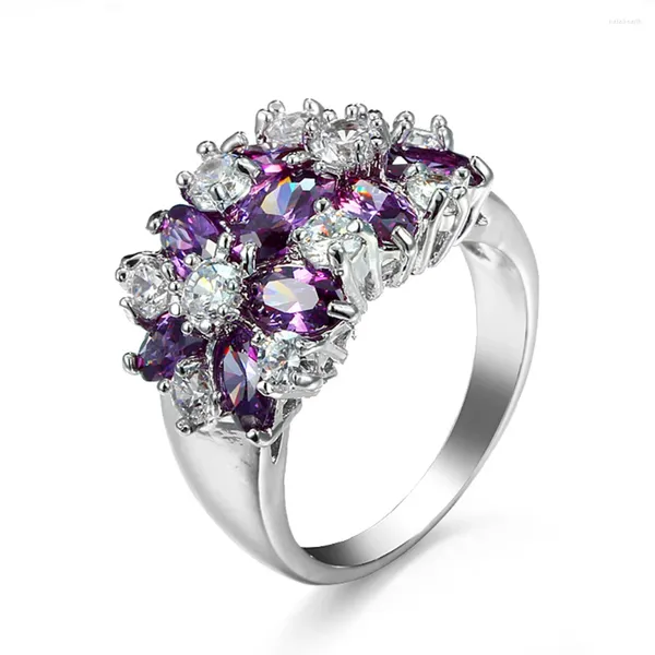 Bague en argent avec pierres latérales pour femmes, bague en fleur de prunier de qualité supérieure, cristaux autrichiens, vente en gros