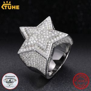 Met Zijstenen Fijne Sieraden VVS1 Certificaat Ster Ringen Voor Mannen 925 Sterling Zilver Hip Hop 230214262n